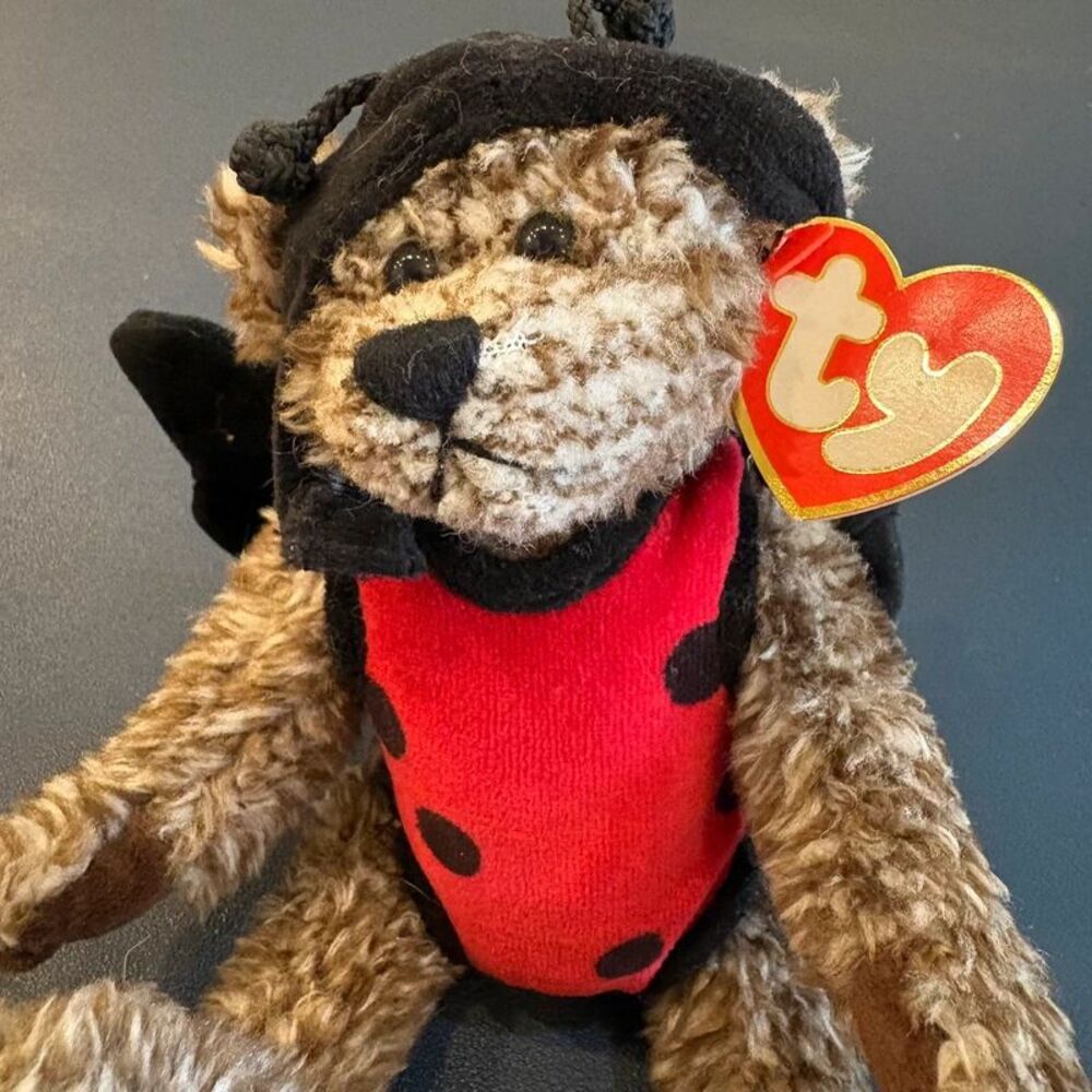 Ty Ladybug Bear Bugsy 8” jointed stuffed animal plush